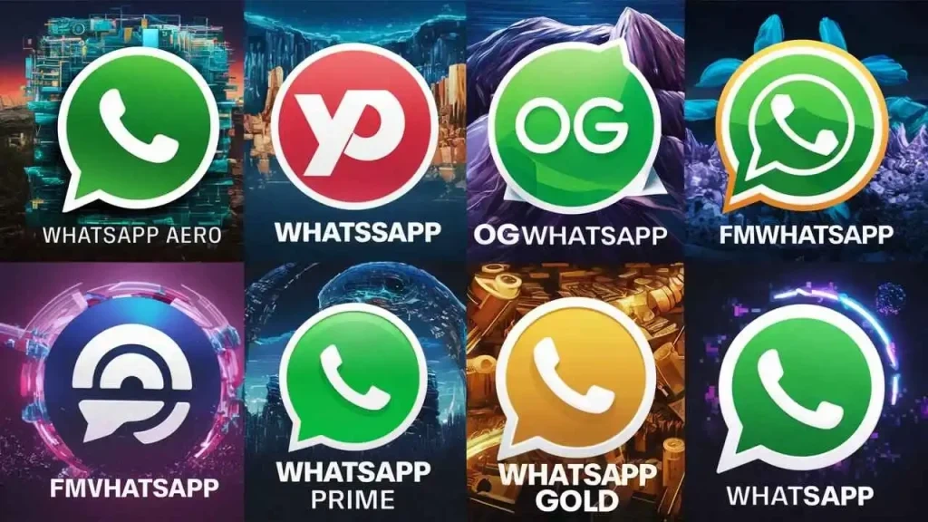 whatsapp mods: whatsapp aero, whatssapp, ogwhatsapp, gmwhatsapp, fmvhatsapp, whatsapp prime, whatsapp gold